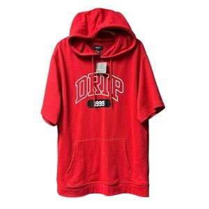 Forever 21 Men’s “Drip 1999” Short Sleeve Red Hoodie Size Large NWT